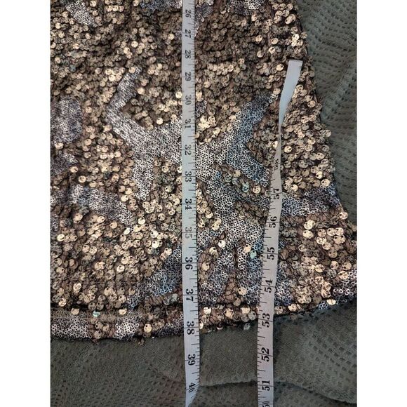 Sue Wong Nocturne Women Size 6 100% Nylon Metallic Silver Blue Sequin Dress Midi - Picture 5 of 7